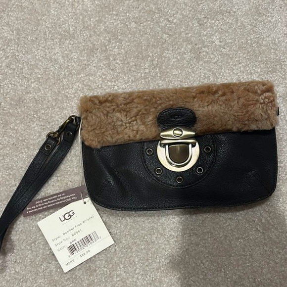 UGG Handbags - UGG Black and Tan Clutch with Gold Accent